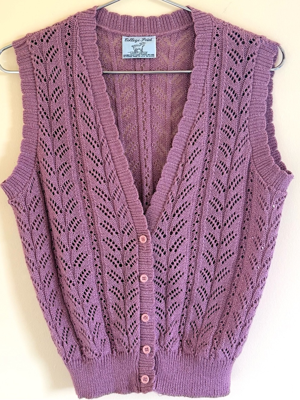 Vintage Knit Button-Front Cardigan Vest